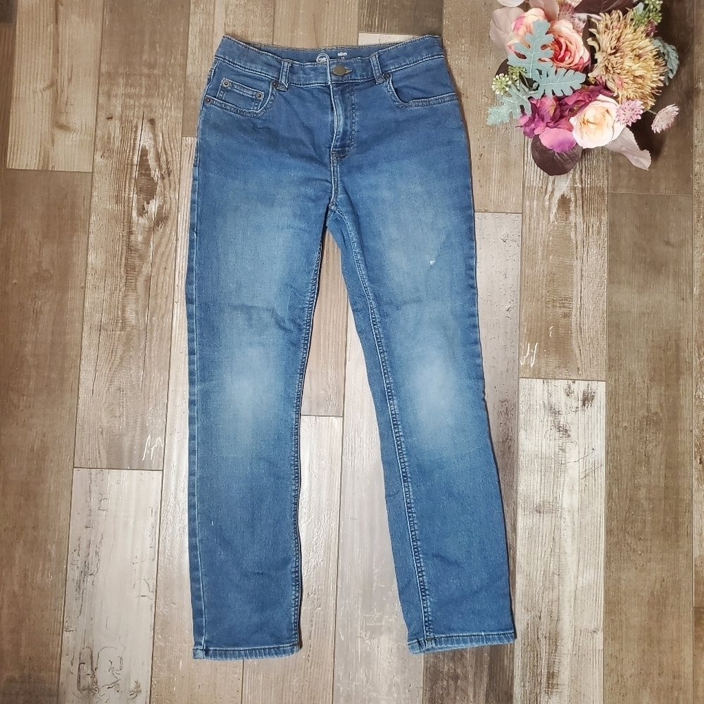 Wonder Nation Boys Size 14 Slim Blue Jeans Medium Wash Adjustable Waist EUC